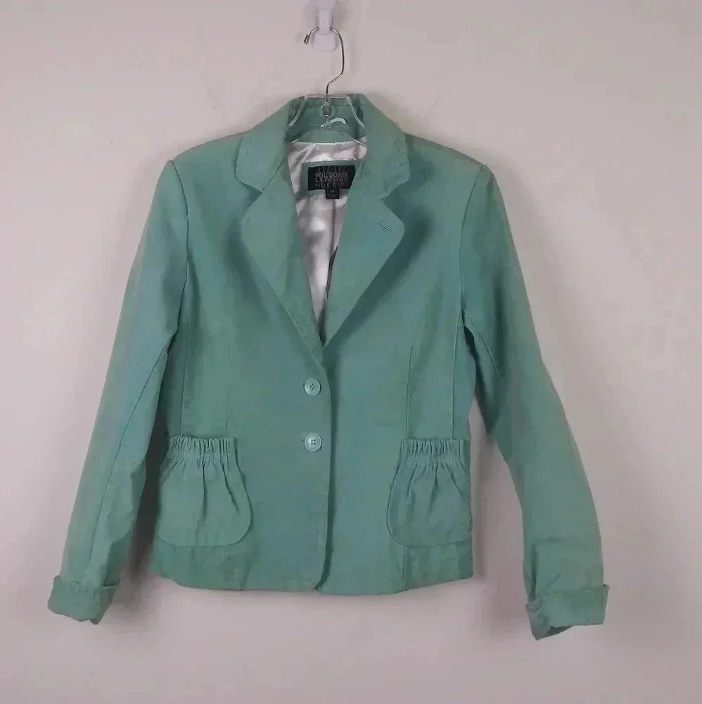 Wilson's Leather Pelle Studio Blue Leather Blazer